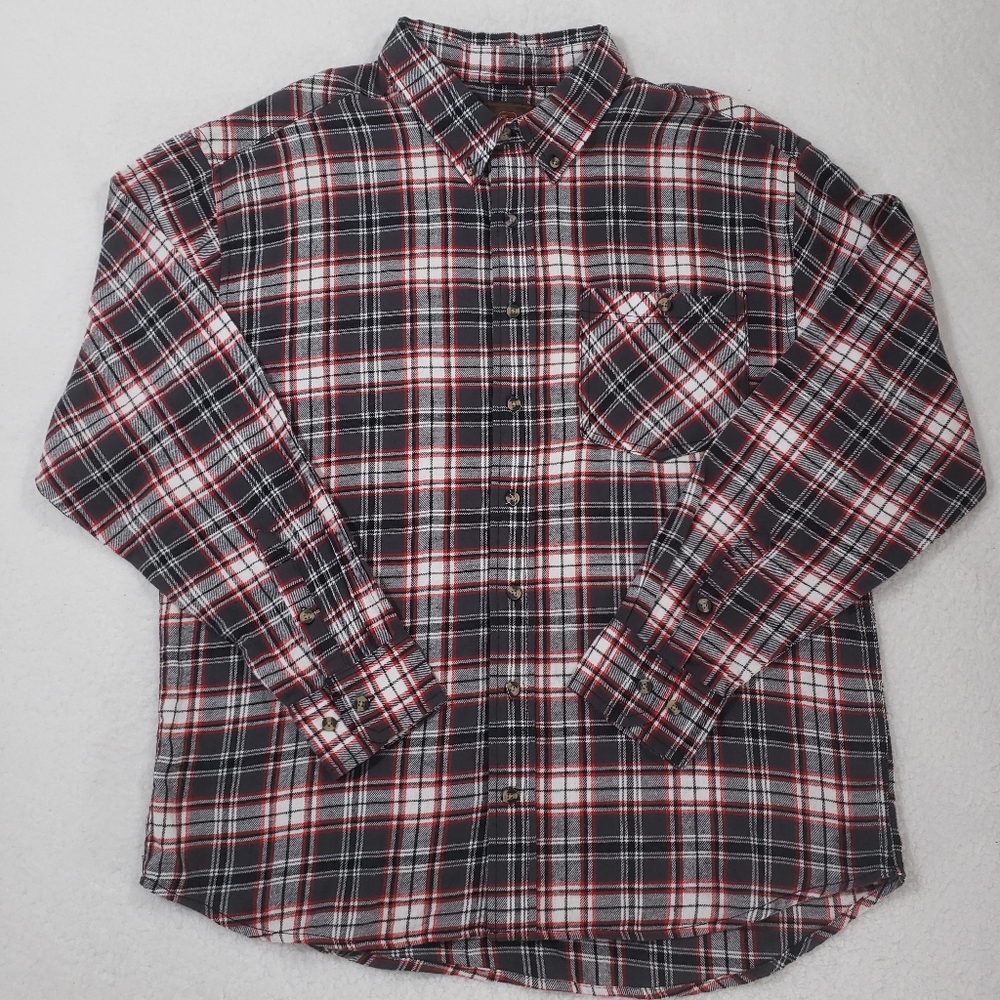 Ranch tough casual plaid flannel button down shirt mens size XL